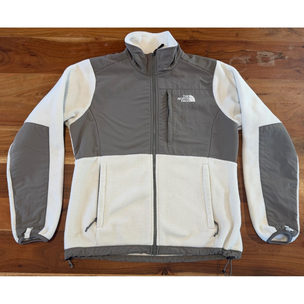The North Face Denali 2 Polartec Fleece Jacket Womens Medium Grey Cream Full Zip